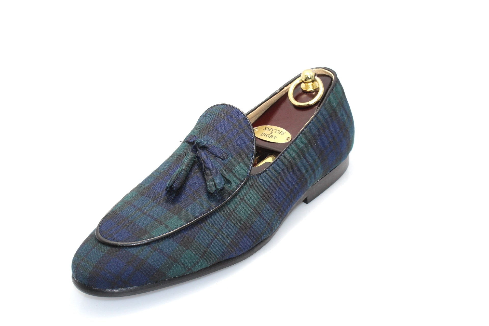 Smythe & Digby Men's Belgian Slipper Black-watch Tartan Loafers