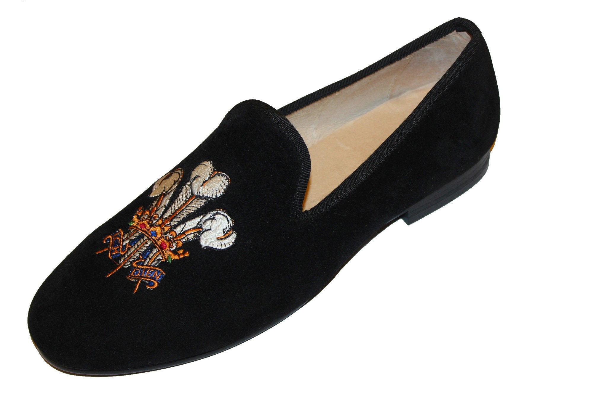 Men's Black Velvet Slippers Leather Albert Loafers Fleur De Lis 2