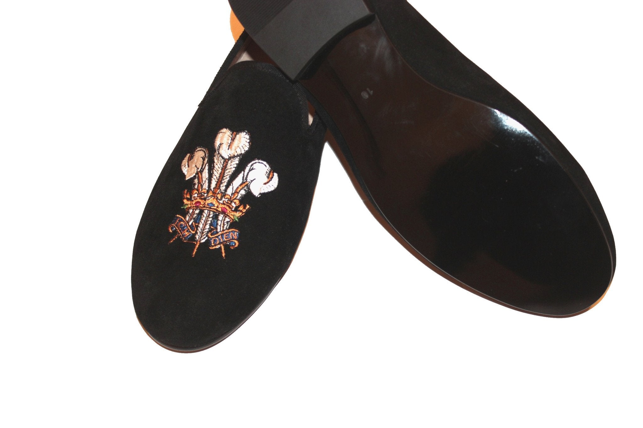Men's Black Velvet Slippers Leather Albert Loafers Fleur De Lis 2