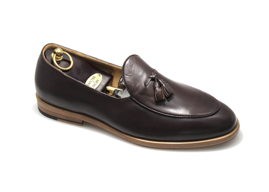Men's Handmade Brown Leather Tassel Belgian Loafers