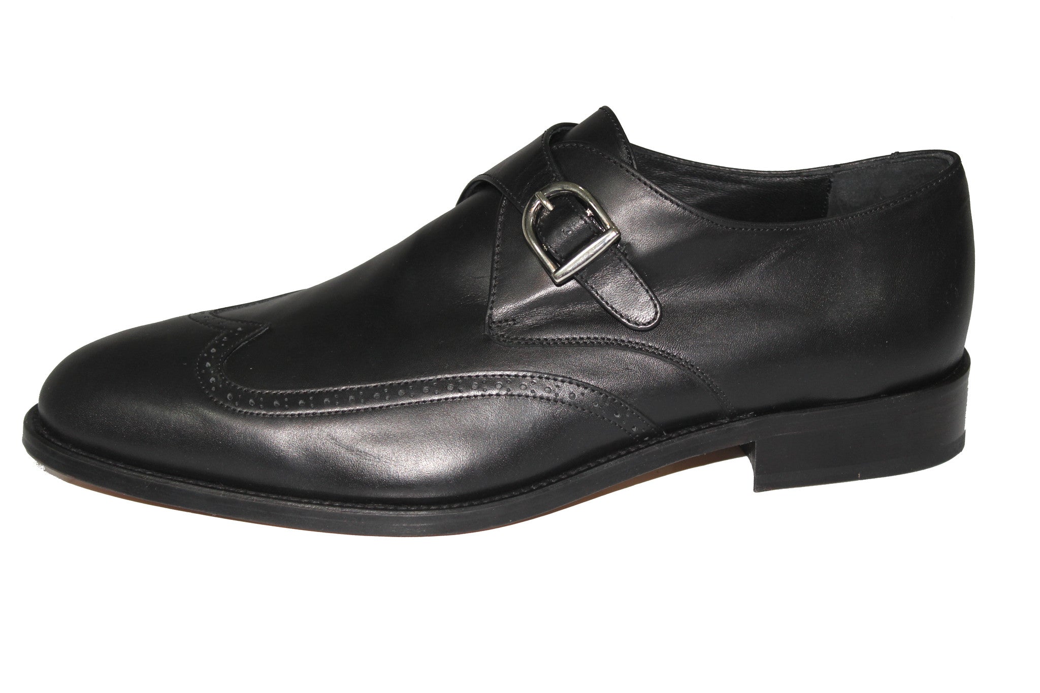 Smythe & Digby Men's Handmade Leather Monk Strap Wingtip Dress Shoes