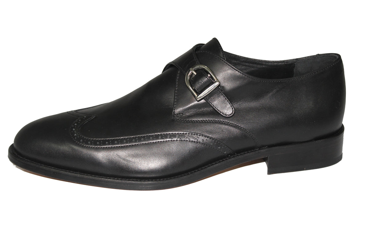 Smythe & Digby Men's Handmade Leather Monk Strap Wingtip Dress Shoes