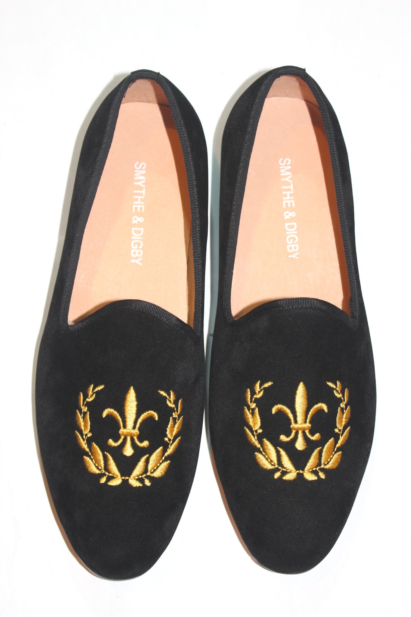 Velvet loafer fleur de lis motif