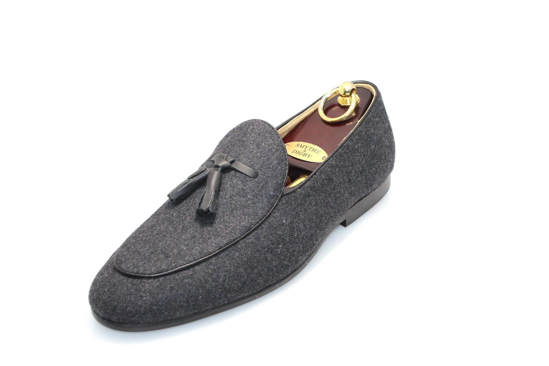 Smythe & Digby Men's Belgian Slipper Gray Flannel Loafers