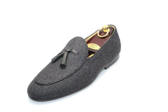 Smythe & Digby Men's Belgian Slipper Gray Flannel Loafers
