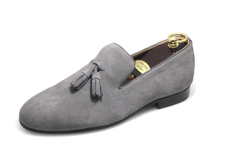 Smythe & Digby Men's Gray Suede Tassel Loafers