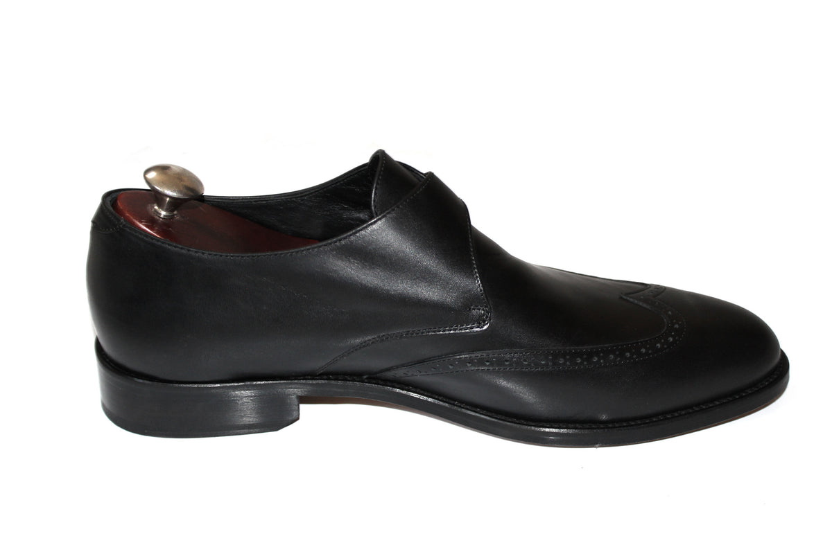 Smythe & Digby Men's Handmade Leather Monk Strap Wingtip Dress Shoes