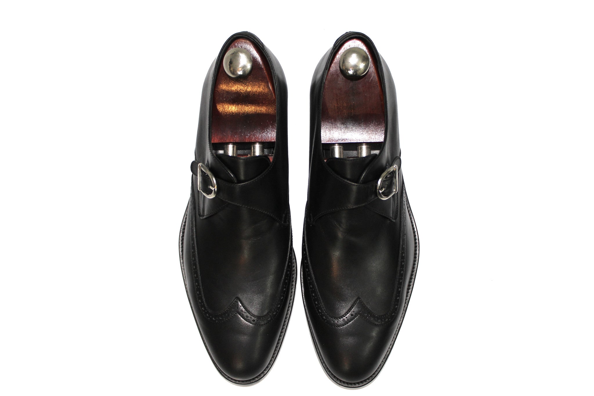 Smythe & Digby Men's Handmade Leather Monk Strap Wingtip Dress Shoes