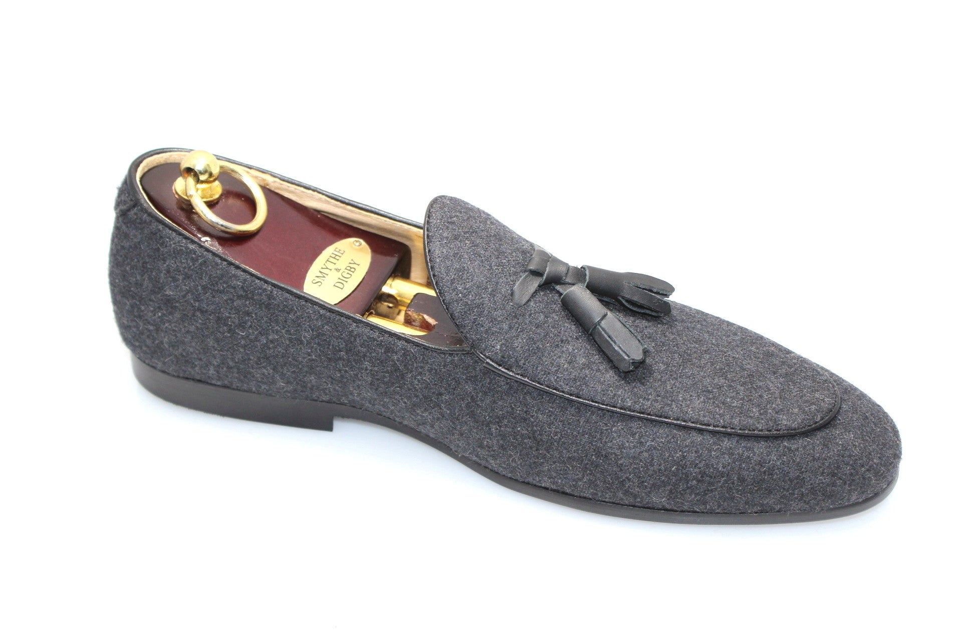 Smythe & Digby Men's Belgian Slipper Gray Flannel Loafers