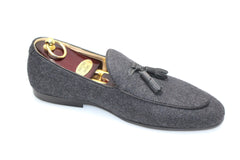 Smythe & Digby Men's Belgian Slipper Gray Flannel Loafers