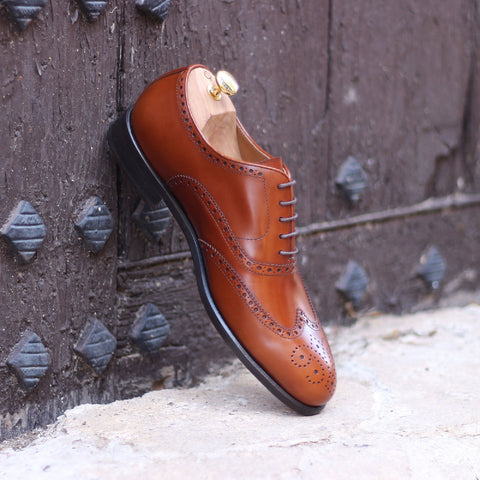 Goodyear Welted Full Brogue Wingtip Leather Dress Shoes
