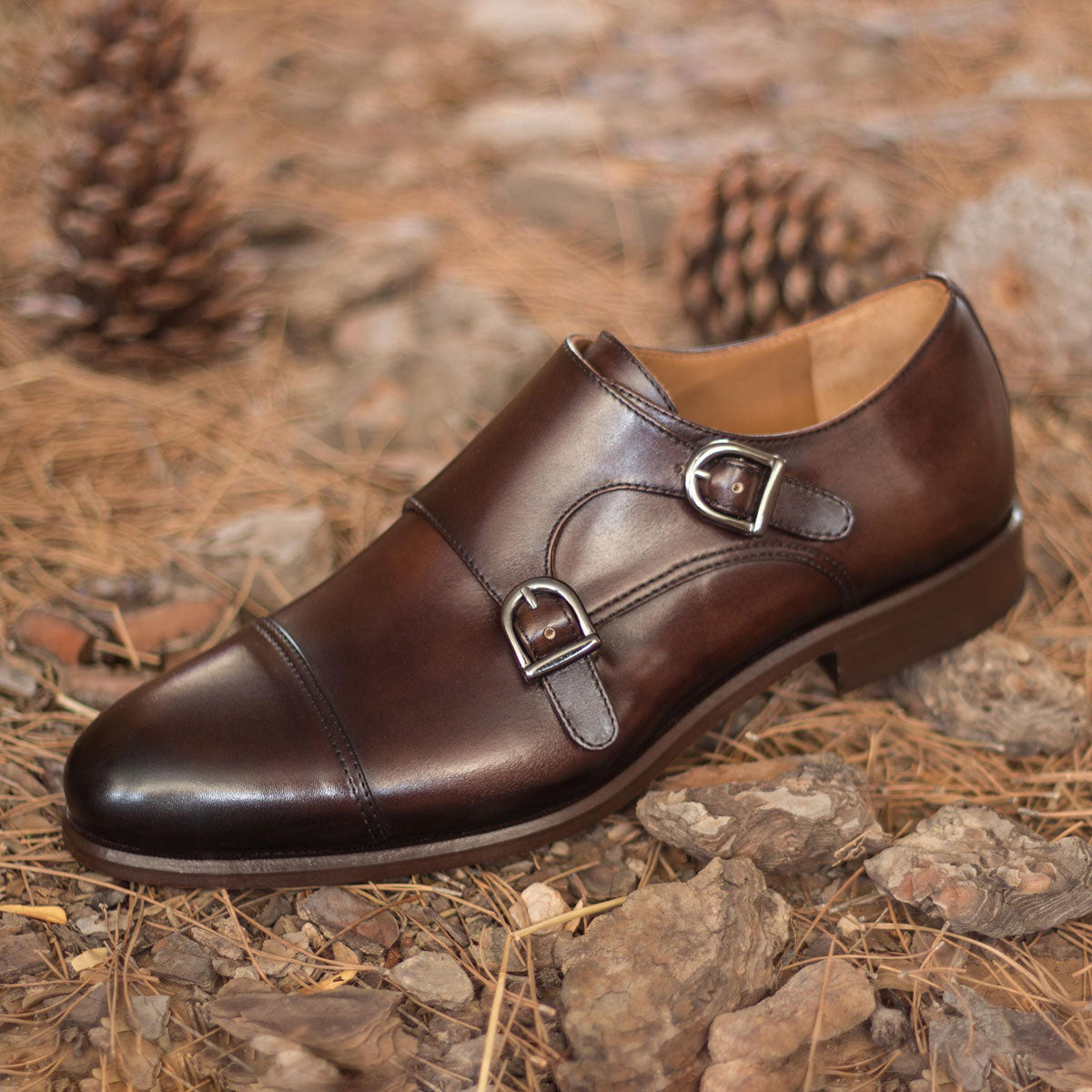 Goodyear Welted Calf Leather Double Monk Strap