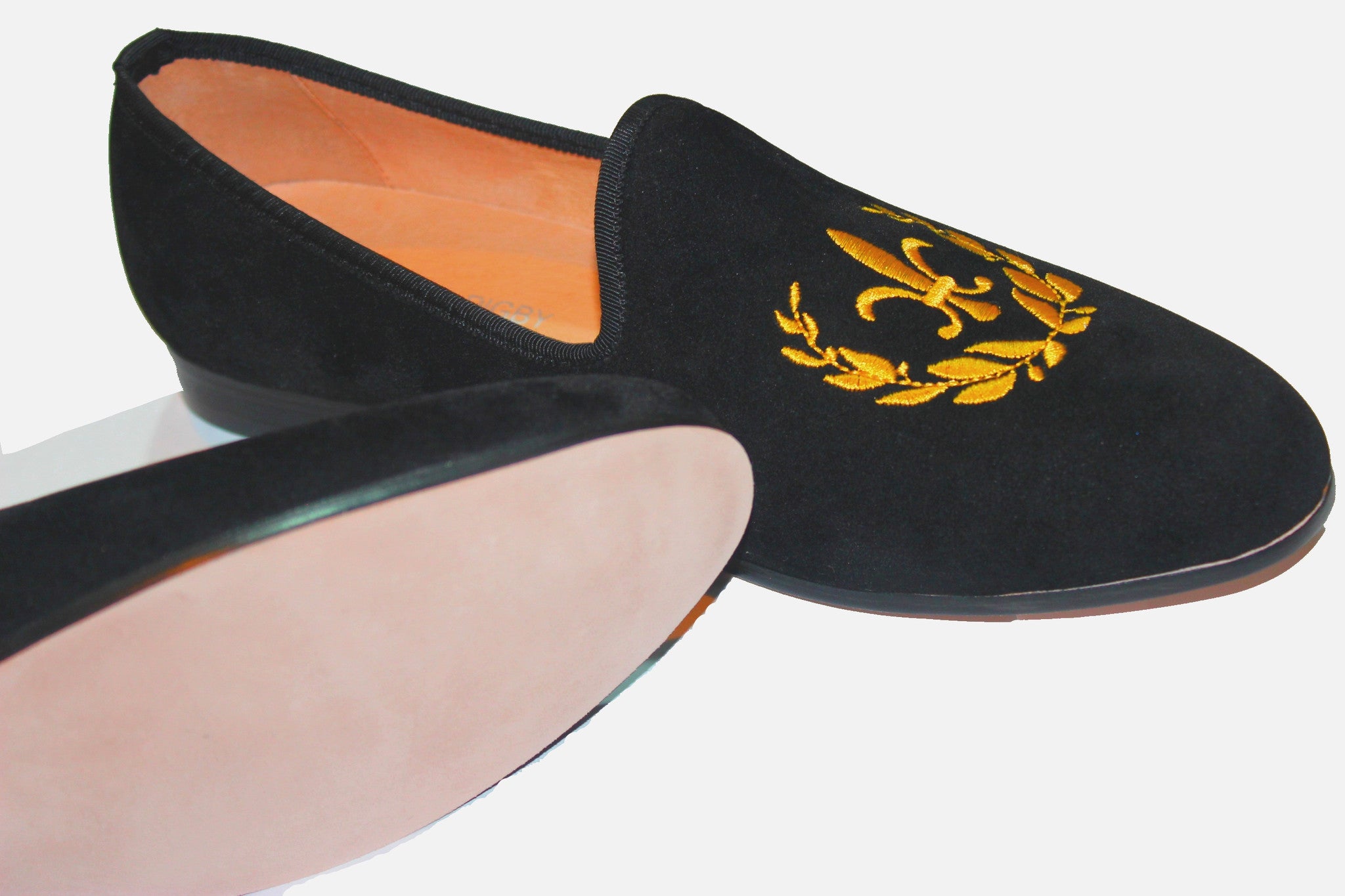 Velvet loafer fleur de lis motif