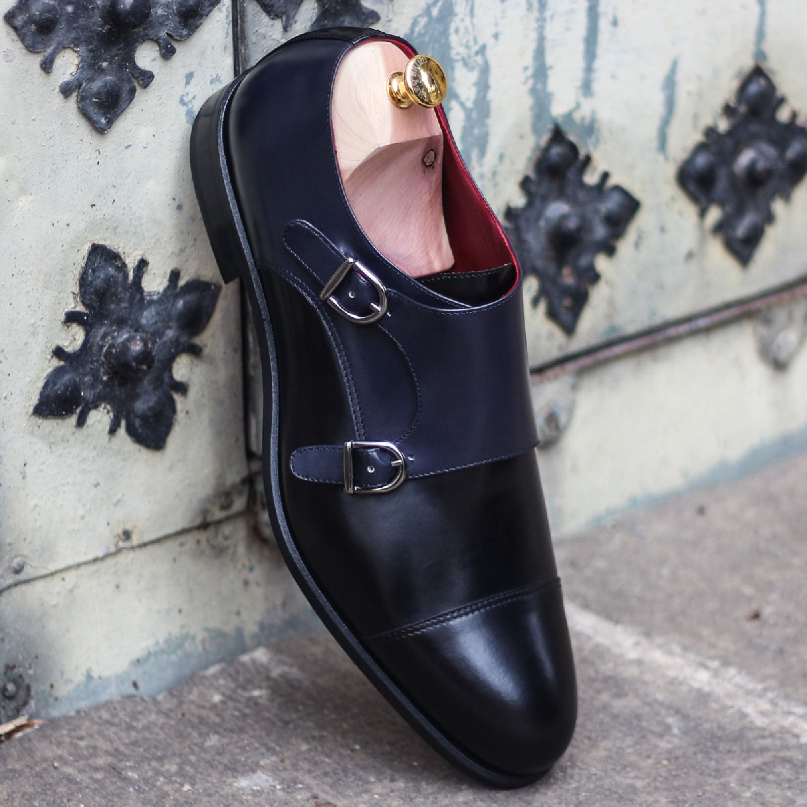 Goodyear Welted Calf Leather Double Monk Strap