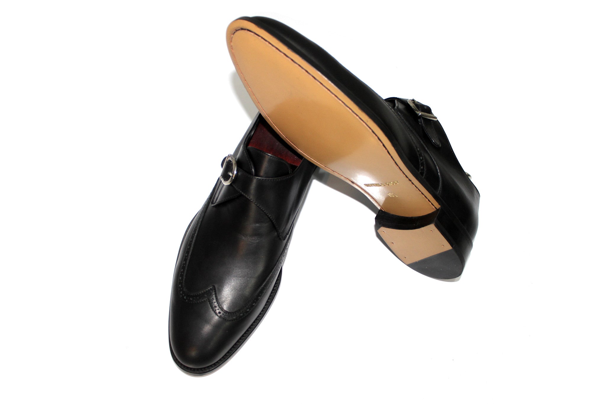 Smythe & Digby Men's Handmade Leather Monk Strap Wingtip Dress Shoes
